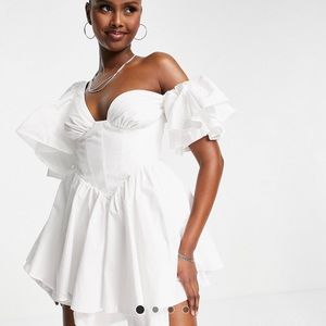 ASOS One shoulder cotton dress with corset Medium